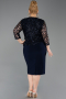 Robe De Invitation Grande Taille Midi Squameuse Bleu Marine ABK2631