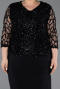 Robe De Invitation Grande Taille Midi Squameuse Noir ABK2631