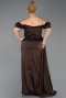 Robe De Soirée Grande Taille Satin Longue Brun ABU1626