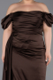 Robe De Soirée Grande Taille Satin Longue Brun ABU1626