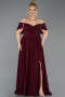 Robe De Soirée Grande Taille Mousseline Longue Rouge Bordeaux ABU3738
