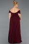 Robe De Soirée Grande Taille Mousseline Longue Rouge Bordeaux ABU3738