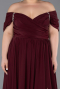 Robe De Soirée Grande Taille Mousseline Longue Rouge Bordeaux ABU3738