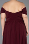 Robe De Soirée Grande Taille Mousseline Longue Rouge Bordeaux ABU3738