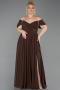 Robe De Soirée Grande Taille Mousseline Longue Brun ABU3738
