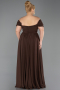Robe De Soirée Grande Taille Mousseline Longue Brun ABU3738