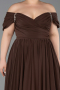 Robe De Soirée Grande Taille Mousseline Longue Brun ABU3738