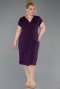 Robe De Invitation Grande Taille Midi Violet Foncé ABK2614