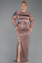 Robe de Soirée Grande Taille Longue Perlé Cuivre ABU6187