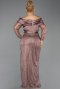 Robe de Soirée Grande Taille Longue Perlé Cuivre ABU6187