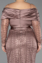 Robe de Soirée Grande Taille Longue Perlé Cuivre ABU6187