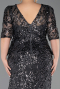 Robe de Soirée Grande Taille Longue Squameuse Anthracite ABU6149