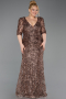 Robe de Soirée Grande Taille Longue Squameuse Cuivre ABU6149