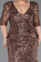 Robe de Soirée Grande Taille Longue Squameuse Cuivre ABU6149