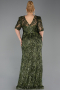 Robe de Soirée Grande Taille Longue Squameuse Kaki ABU6149