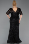 Robe de Soirée Grande Taille Longue Squameuse Noir ABU6149
