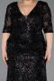 Robe de Soirée Grande Taille Longue Squameuse Noir ABU6149