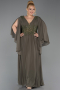 Robe De Soirée Grande Taille Mousseline Longue Kaki ABU4638