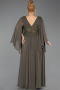 Robe De Soirée Grande Taille Mousseline Longue Kaki ABU4638
