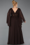 Robe De Soirée Grande Taille Mousseline Longue Brun ABU4638