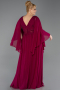 Robe De Soirée Grande Taille Mousseline Longue Couleur Cerise ABU4638