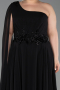 Robe de Soirée Grande Taille Longue Mousseline Noir ABU6136