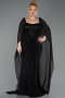 Robe De Soirée Grande Taille Mousseline Longue Noir ABU6071