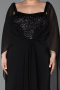 Robe De Soirée Grande Taille Mousseline Longue Noir ABU6071