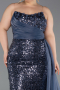 Robe De Fiançailles Grande Taille Longue Squameuse Anthracite ABU6174