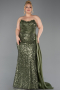 Robe De Fiançailles Grande Taille Longue Squameuse Kaki ABU6174