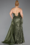 Robe De Fiançailles Grande Taille Longue Squameuse Kaki ABU6174