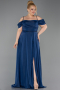Robe Grande Taille Longue Bleu Marine ABU6185