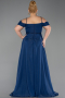 Robe Grande Taille Longue Bleu Marine ABU6185