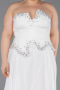 Robe de Soirée Grande Taille Longue Mousseline Blanc ABU6189
