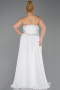 Robe de Soirée Grande Taille Longue Mousseline Blanc ABU6189