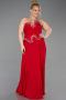 Robe de Soirée Grande Taille Longue Mousseline Rouge ABU6189