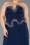 Robe de Soirée Grande Taille Longue Mousseline Bleu Marine ABU6189