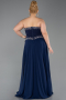 Robe de Soirée Grande Taille Longue Mousseline Bleu Marine ABU6189