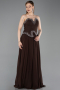 Robe de Soirée Longue Mousseline Brun ABU6188