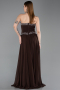 Robe de Soirée Longue Mousseline Brun ABU6188
