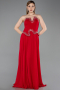 Robe de Soirée Longue Mousseline Rouge ABU6188