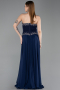 Robe de Soirée Longue Mousseline Bleu Marine ABU6188