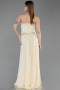 Robe de Soirée Longue Mousseline Jaune ABU6188