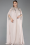 Robe De Soirée Grande Taille Longue Mousseline Beige ABU6175