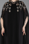 Robe De Soirée Grande Taille Longue Mousseline Noir ABU6175