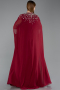 Robe De Soirée Grande Taille Mousseline Longue Rouge Bordeaux ABU5845