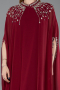 Robe De Soirée Grande Taille Mousseline Longue Rouge Bordeaux ABU5845