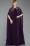Robe De Soirée Grande Taille Mousseline Longue Violet Foncé ABU5845