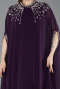 Robe De Soirée Grande Taille Mousseline Longue Violet Foncé ABU5845