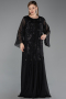 Robe De Soirée Grande Taille Longue Mousseline Noir ABU6176